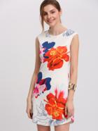 Romwe Multicolor Cap Sleeve Floral Print Mini Dress