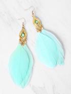 Romwe Feather Decorated Drop Earrings