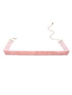 Romwe Pink Velvet Slim Choker Necklace