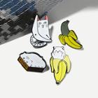 Romwe Banana & Cat Design Brooch Set 4pcs