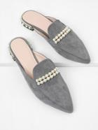 Romwe Faux Pearl Pointed Toe Flats