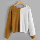 Romwe Two Tone Hooded Sweater