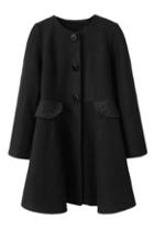 Romwe Single-breasted Black Swing Coat