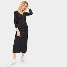Romwe Single Breasted V-neck Ribbed Dress