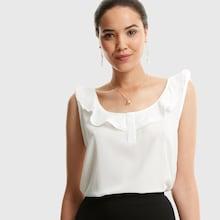 Romwe Lace Trim Button Half Placket Top