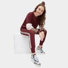 Romwe Contrast Faux Fur Sleeve Sweatshirt With Pants
