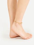 Romwe Metal Leaf Detail Chain Anklet