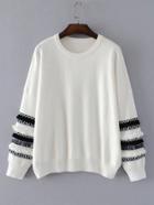 Romwe Ruffle & Tassel Insert Sleeve Knitwear