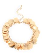 Romwe Golden Matte Heart-shaped Chain Bracelet