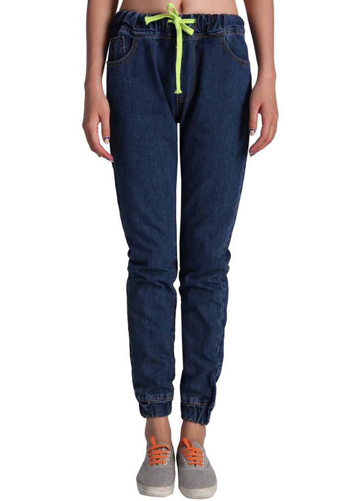 Romwe Drawstring Denim Beam Port Pant