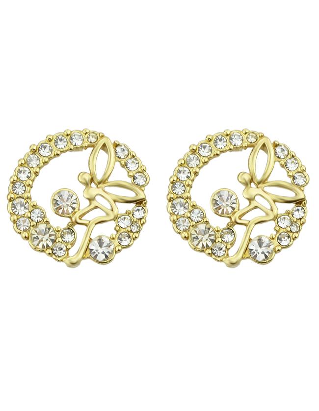 Romwe Elegant Style Beautiful White Rhinestone Round Stud Earrings Woman
