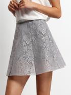 Romwe Elastic Waist Lace Flare Skirt
