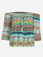 Romwe Multicolor Off The Shoulder Tribal Print Lace Up Top