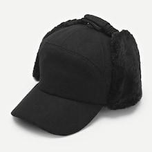 Romwe Plain Baseball Cap With Ear-flap