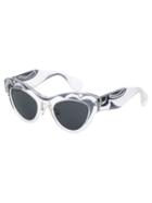 Romwe Clear Grey Print Chunky Frame Cat Eye Sunglasses
