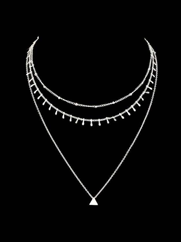 Romwe Silver Multi Layers Chain Necklace With Tassel