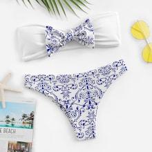 Romwe Mix And Match Bow Tie Bikini Set