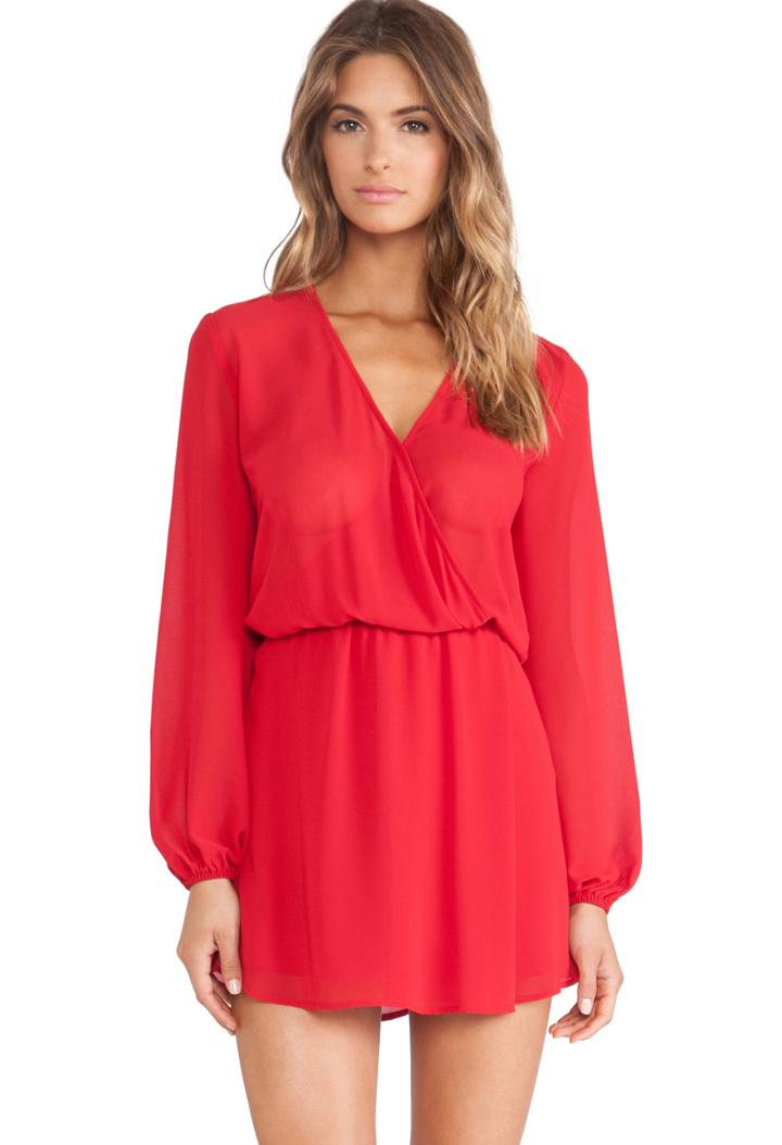 Romwe Pocket Loose Red Dress