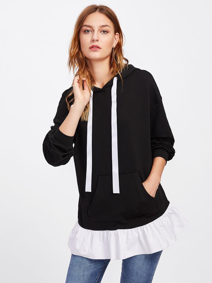 Romwe Kangaroo Pocket Front 2 In 1 Hoodie