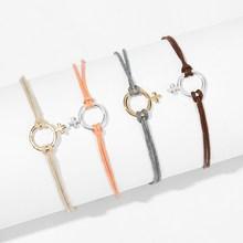 Romwe Cross Decor Circle Bracelet Set 4pcs