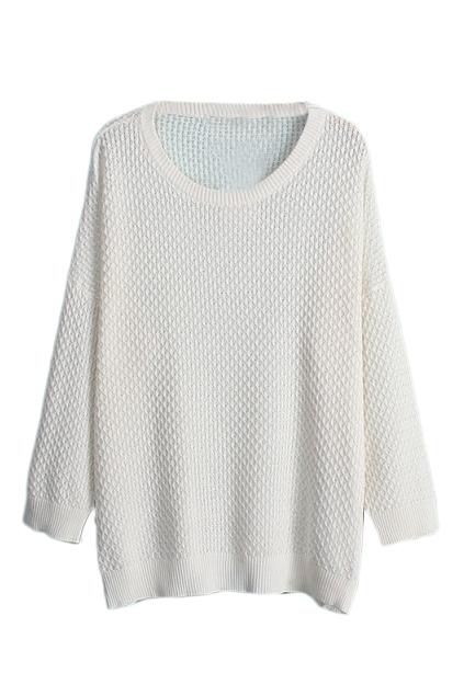 Romwe Loose Sheer White Jumper