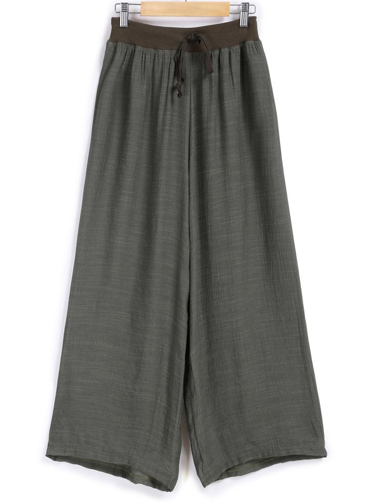 Romwe Elastic Waist Drawstring Wide Leg Pant