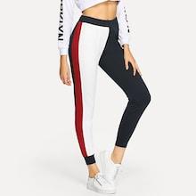 Romwe Elastic Waist Cut And Sew Pants