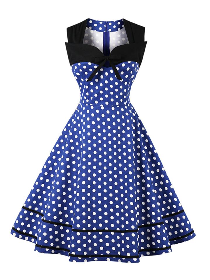 Romwe Contrast Panel Spot Circle Dress