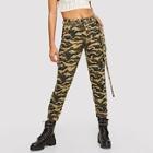 Romwe Pocket Side Camouflage Pattern Jeans