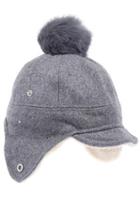 Romwe Warm Flipped Trilby Pompom Hat--grey