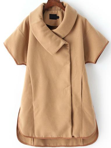 Romwe Lapel Covered Button Dip Hem Coat