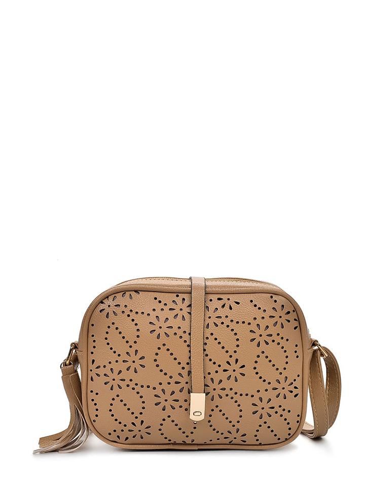 Romwe Laser Cut Pu Shoulder Bag With Tassel