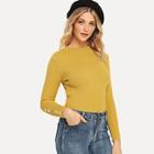 Romwe Button Sleeve Ribbed Sweater