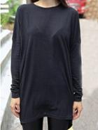 Romwe Long Sleeve Buttons Slit T-shirt