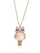 Romwe Cymophane Owl Shaped Pendant Necklace