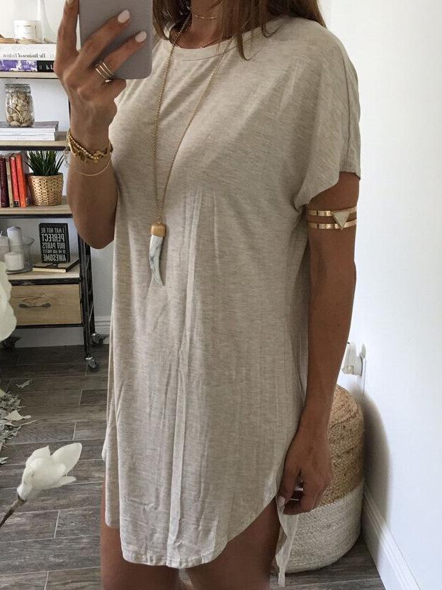 Romwe Curved Hem High-low T-shirt Dress