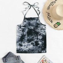 Romwe Graphic Print Tie Dye Halter Top
