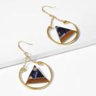 Romwe Marble Pattern Triangle & Circle Drop Earrings