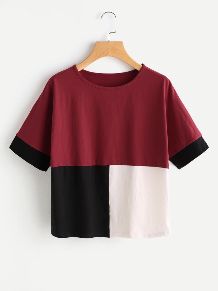 Romwe Cut And Sew T-shirt