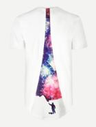 Romwe Men Galaxy Print Back High Low Tee