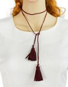 Romwe Red Pu Leather Choker Necklace