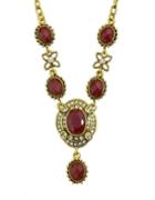 Romwe Red Gemstone Women Necklace