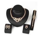 Romwe Statement Necklace & Bracelet & Hoop Earrings & Ring