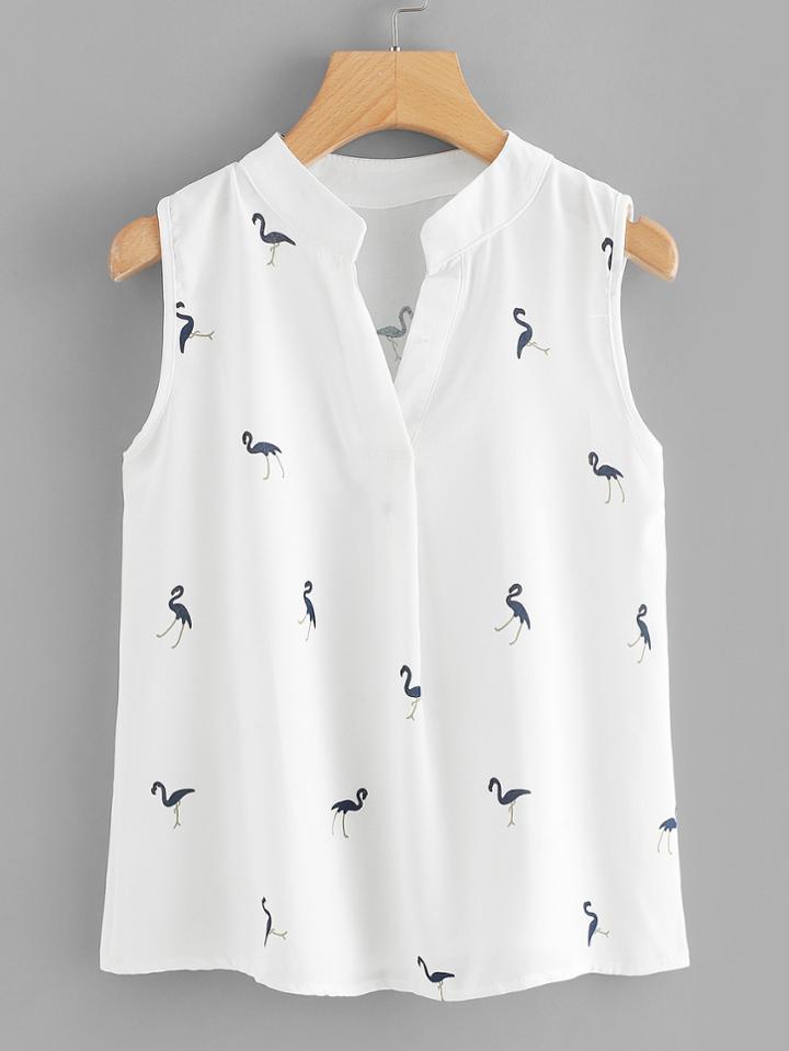 Romwe V Neck Animal Print Top