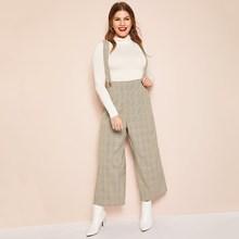 Romwe Plus Plaid Wide Leg Pants