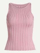 Romwe Pink Ribbed Knit Tank Top