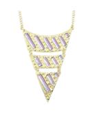 Romwe Purple Triangle Pendant Necklace