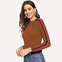 Romwe Ribbed Tape Panel Jumper