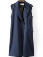 Romwe Lapel Slim Back Pocket Vest