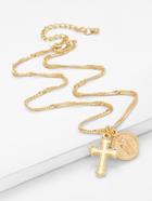 Romwe Cross Drop Chain Necklace